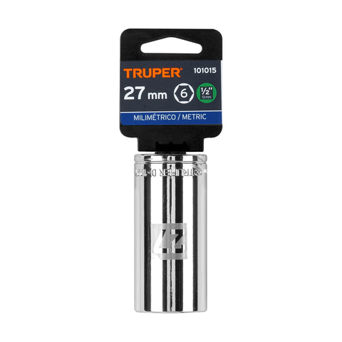 Dado largo de 27 mm, 6 puntas, cuadro 1/2', Truper | D-1227-ML | 101015