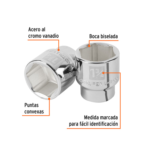 Dado de 1-3/4', 6 puntas, cuadro 3/4', Truper | D-3456-H | 101018