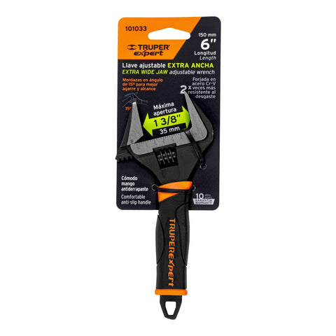 Llave ajustable (perico) 6' boca ancha Comfort Grip, Expert | PET-6XA | 101033
