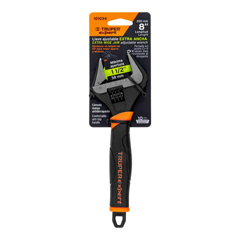 Llave ajustable (perico) 8' boca ancha Comfort Grip, Expert | PET-8XA | 101034