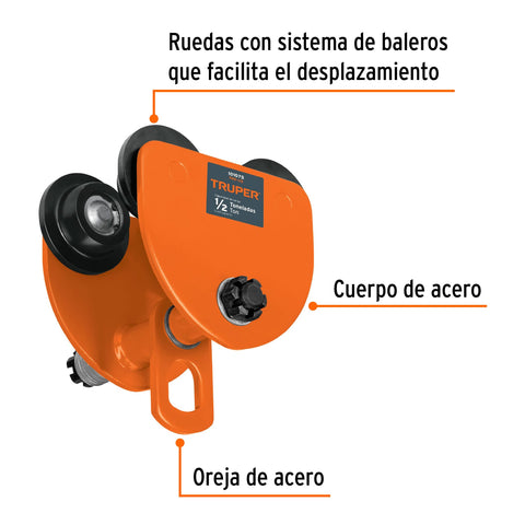 Trole de carga 1/2 ton para vigas IPS e IPR, ajustable | TRO-1/2 | 101075