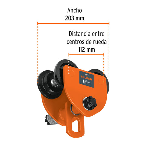 Trole de carga 1 ton para vigas IPS e IPR, ajustable, Truper | TRO-1 | 101076