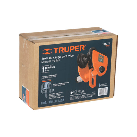 Trole de carga 1 ton para vigas IPS e IPR, ajustable, Truper | TRO-1 | 101076