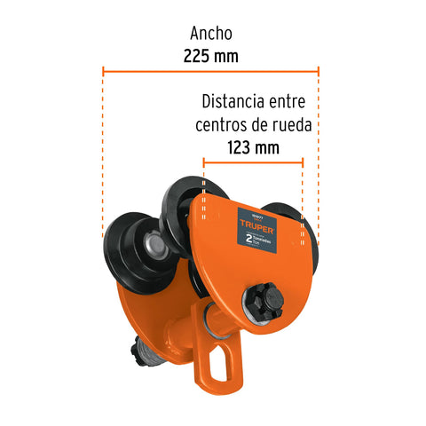 Trole de carga 2 ton para vigas IPS e IPR, ajustable, Truper | TRO-2 | 101077