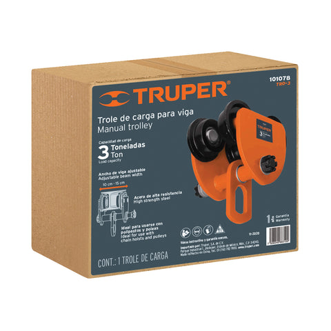 Trole de carga 3 ton para vigas IPS e IPR, ajustable, Truper | TRO-3 | 101078