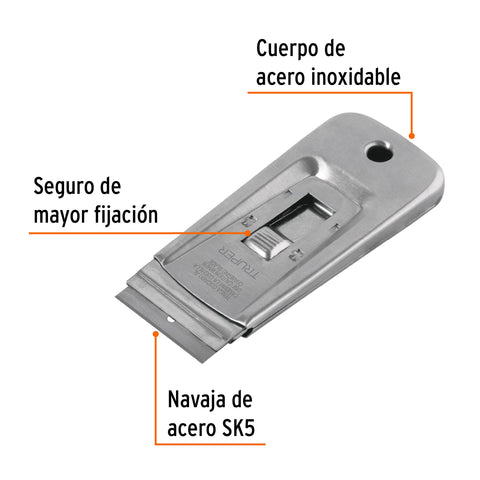 Raspador de acero inoxidable con cuchillas de 1-1/2', TRUPER | RASP-3 | 101100