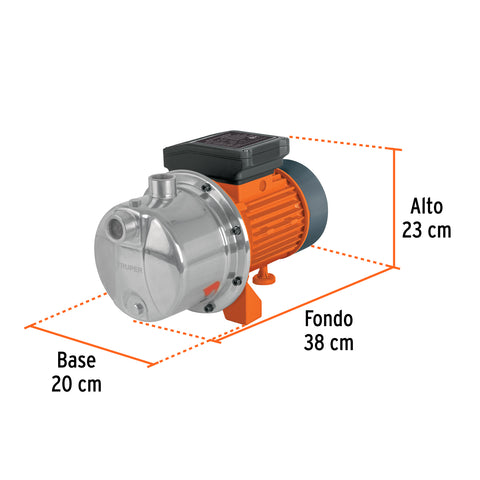 Bomba tipo jet, cabezal de acero inoxidable,1-1/2 HP, TRUPER | BOAJ-1-1/2I | 101102
