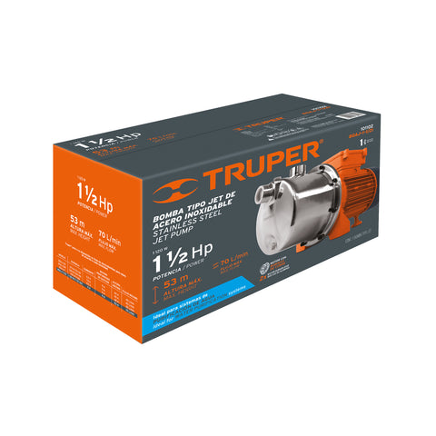 Bomba tipo jet, cabezal de acero inoxidable,1-1/2 HP, TRUPER | BOAJ-1-1/2I | 101102