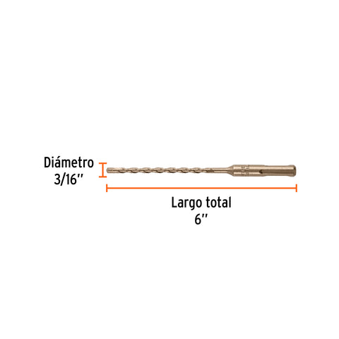 Broca SDS Plus 3/16 x 6', Truper | BS-3/16X6 | 101143