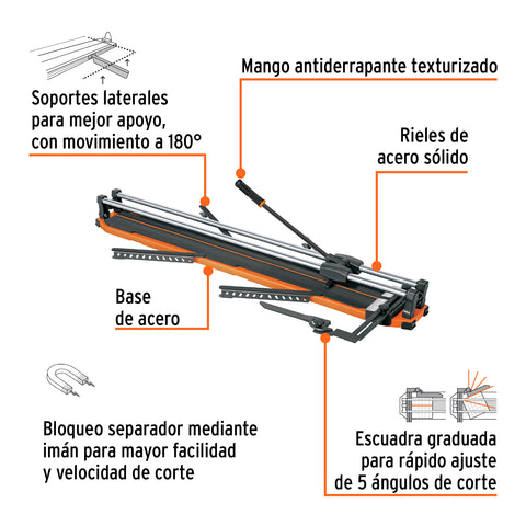 Cortador azulejo 40' (100cm) gran formato c/maletín, EXPERT | CAZ-100BX | 101242