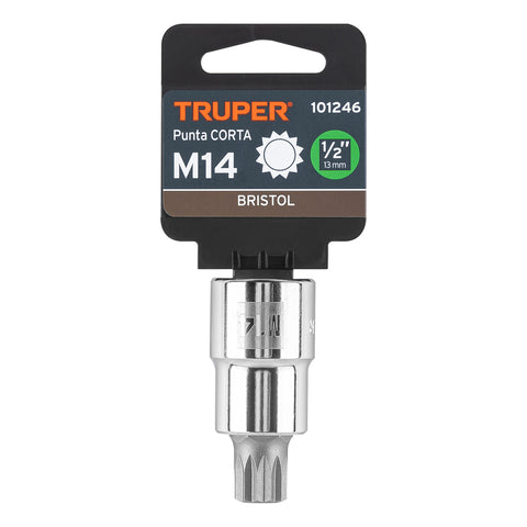 Dado punta corta bristol M14, cuadro 1/2', Truper | D-1214-BC | 101246