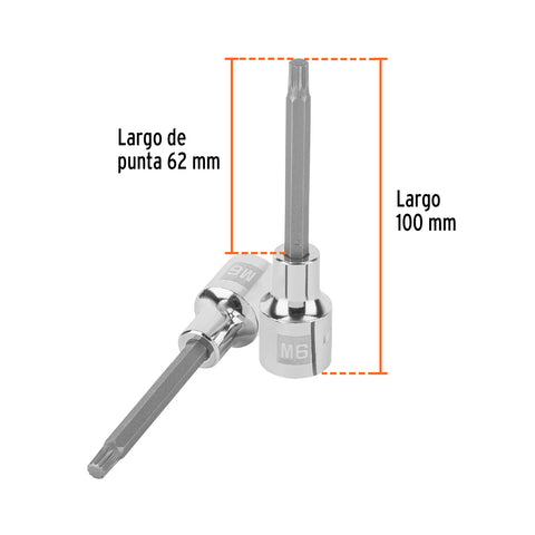 Dado punta larga bristol M6, cuadro 1/2', Truper | D-1206-BL | 101249