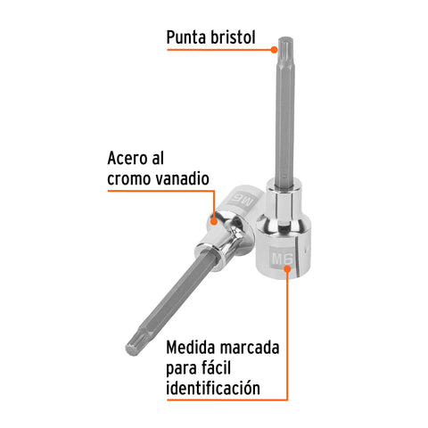 Dado punta larga bristol M6, cuadro 1/2', Truper | D-1206-BL | 101249