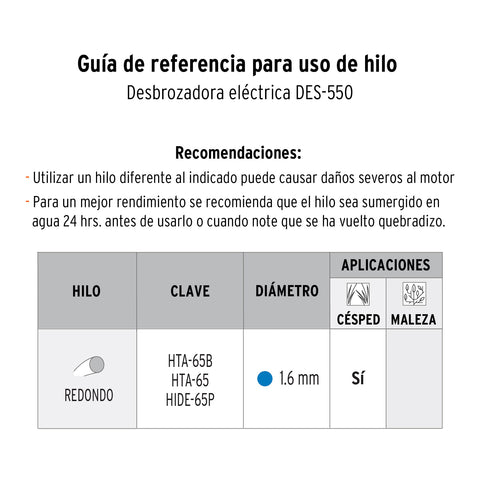 Desbrozadora eléctrica 550 W mango 'D', 13' corte, Truper | DES-550 | 101263