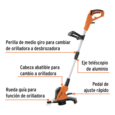 Desbrozadora eléctrica 550 W mango 'D', 13' corte, Truper | DES-550 | 101263