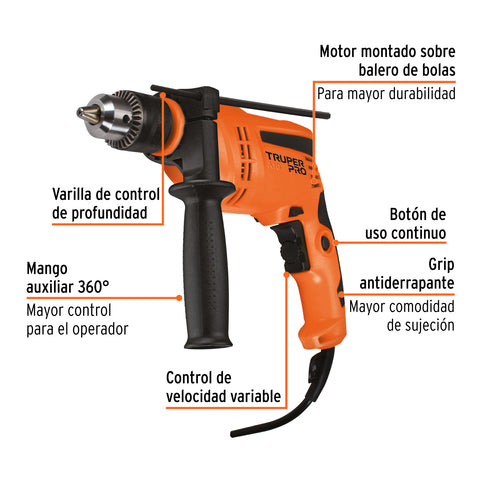 Rotomartillo 1/2', 600W, TRUPER PRO | ROTO-1/2A10 | 101273