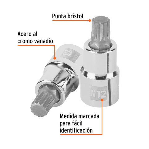 Dado punta corta bristol M12, cuadro 1/2', Truper | D-1212-BC | 101274