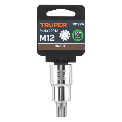 Dado punta corta bristol M12, cuadro 1/2', Truper | D-1212-BC | 101274