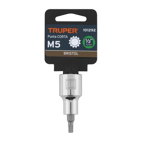 Dado punta corta bristol M5, cuadro 1/2', Truper | D-1205-BC | 101292
