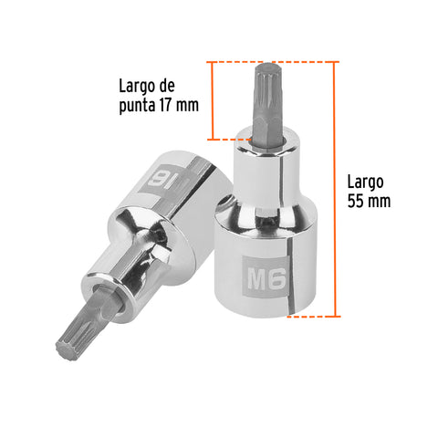 Dado punta corta bristol M6, cuadro 1/2', Truper | D-1206-BC | 101293