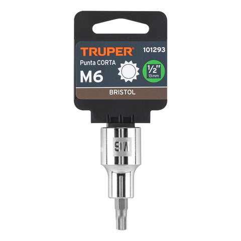 Dado punta corta bristol M6, cuadro 1/2', Truper | D-1206-BC | 101293