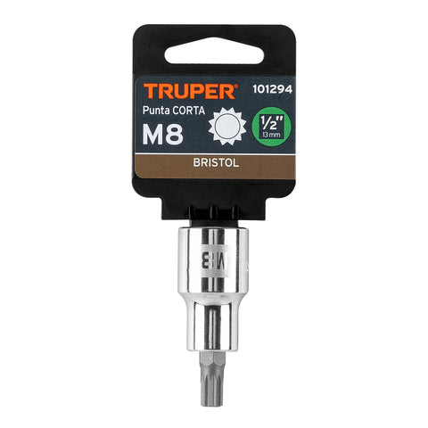 Dado punta corta bristol M8, cuadro 1/2', Truper | D-1208-BC | 101294