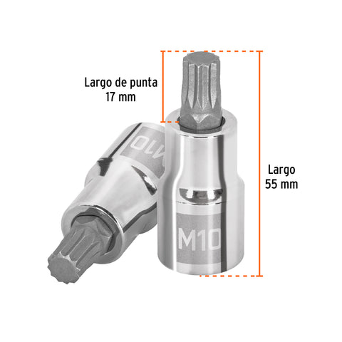 Dado punta corta bristol M10, cuadro 1/2', Truper | D-1210-BC | 101295