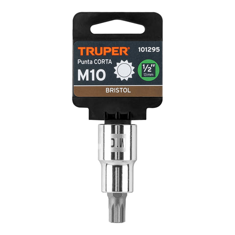 Dado punta corta bristol M10, cuadro 1/2', Truper | D-1210-BC | 101295