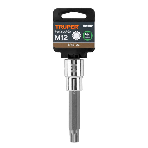 Dado punta larga bristol M12, cuadro 1/2', Truper | D-1212-BL | 101302