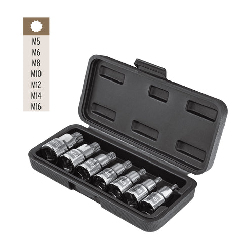 Juego de 7 dados cuadro 1/2' punta corta bristol, en estuche | JD-1/2X7-BC | 101305