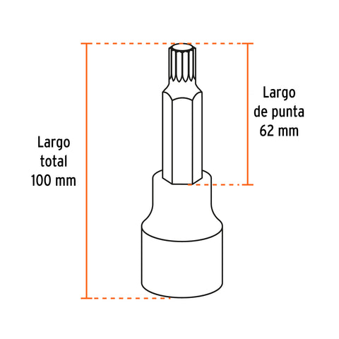 Juego de 7 dados cuadro 1/2' punta larga bristol, en estuche | JD-1/2X7-BL | 101306
