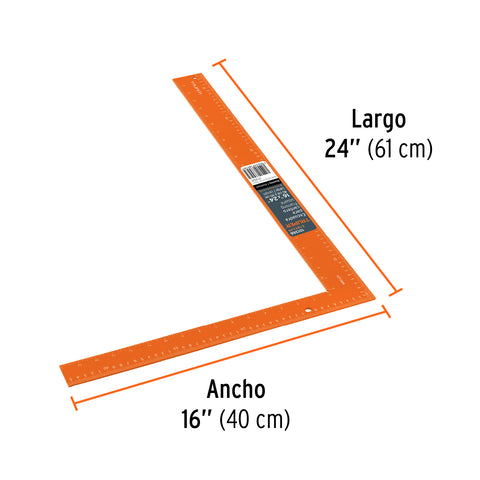 Escuadra 16'x24' de aluminio color naranja para cantero | E-16X24N | 101386