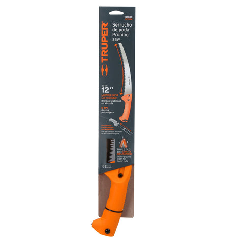 Serrucho de poda 12',hoja curva,6 DPP,mango plástico, TRUPER | SPT-12P | 101389