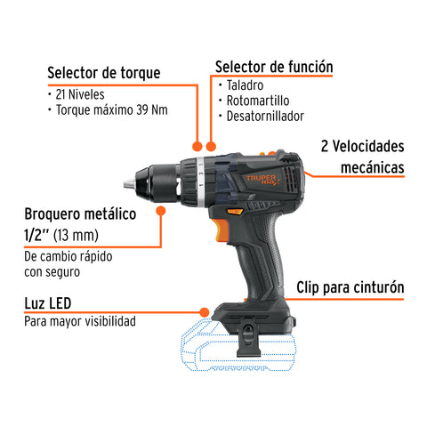 Rotomartillo 1/2', 20V, sin accesorios, MAX | MAX-20RS | 101405