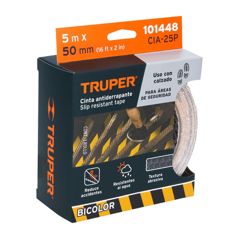 Rollo 5 m de cinta antiderrapante ama/negra 50mm c/abrasivo | CIA-25P | 101448