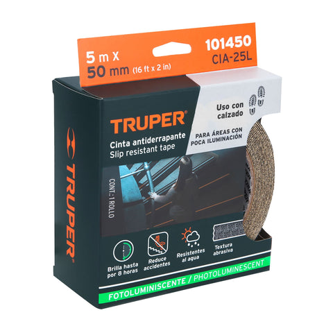 Rollo de 5 m cinta antiderrapante fotolumini. 50 mm abrasivo | CIA-25L | 101450