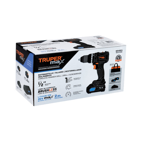 Rotomartillo 1/2', 20V, 2 baterías 2Ah, MAX | MAX-20R | 101453
