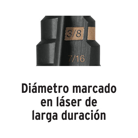 Broca escalonada óxido negro 11 escalones 1/4' a 7/8',Truper | BES-11 | 101457