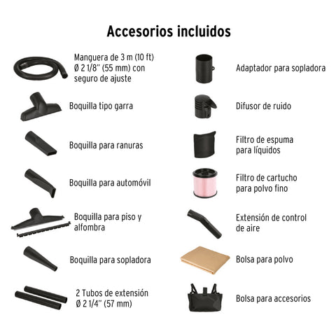 Aspiradora sólidos y líquidos, 16 gal, soplador desmontable | ASP-16S | 101522