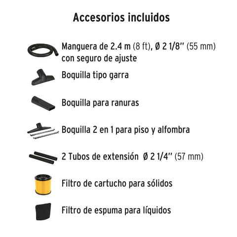 Aspiradora de sólidos y líquidos, 12 gal, acero inox, TRUPER | ASP-12X | 101524