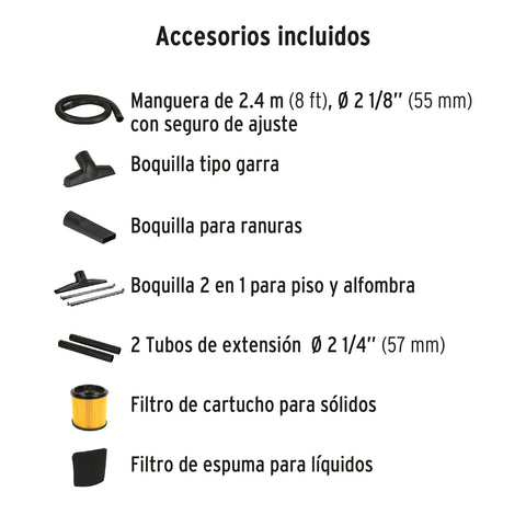Aspiradora de sólidos y líquidos, 16 gal, acero inox, TRUPER | ASP-16X | 101525
