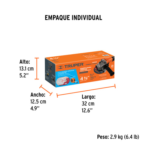Combo esmeriladora 4-1/2', 700W, discos y flexómetro, PRO | COMBOE-4-1/2A12 | 101526