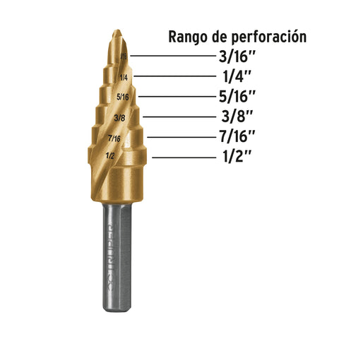 Broca escalonada titanio 6 escalones 3/16' a 1/2', Expert | BES-6X | 101550