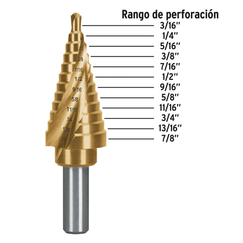 Broca escalonada titanio 12 escalones 3/16' a 7/8', Expert | BES-12X | 101553
