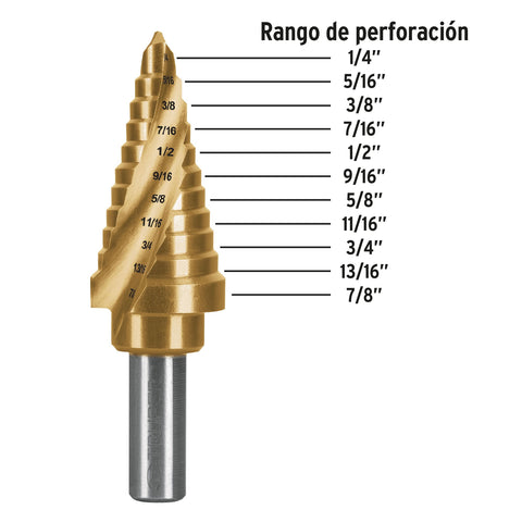 Broca escalonada titanio 11 escalones 1/4' a 7/8', Expert | BES-11X | 101554