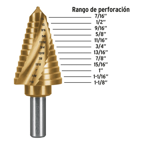 Broca escalonada titanio 12 escalones 7/16' a 1-1/8', Expert | BES-12AX | 101555
