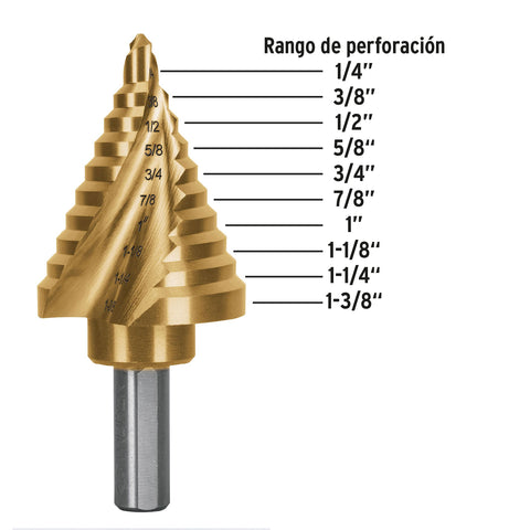 Broca escalonada titanio 10 escalones 1/4' a 1-3/8', Expert | BES-10X | 101556
