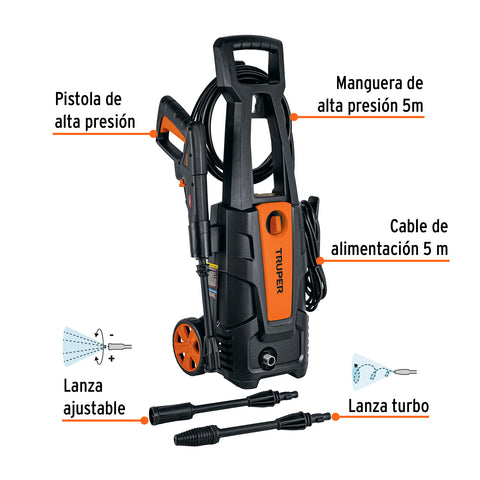 Hidrolavadora eléctrica 1800 PSI, Truper | HILA-1800 | 101594