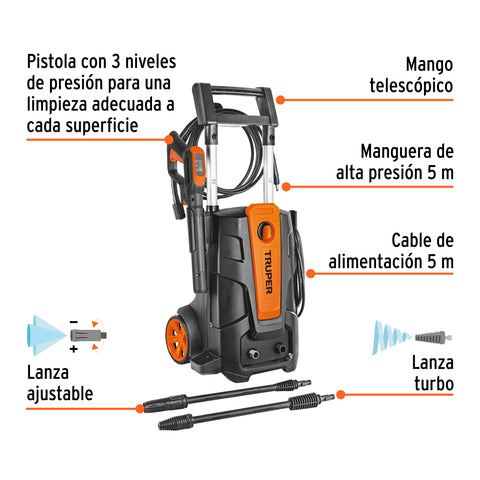 Hidrolavadora eléctrica 2000 PSI, Truper | HILA-2000 | 101595