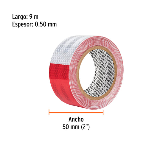 Rollo de 9 m x 2' de cinta reflejante de PVC, Truper | CIREF-9 | 101683